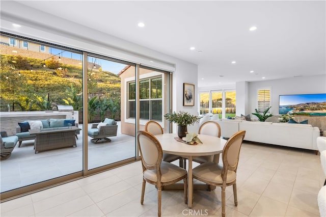 view of tiled dining room