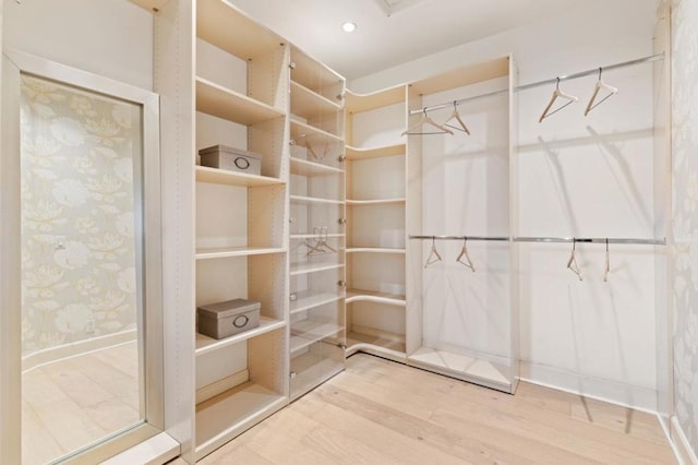 spacious closet with hardwood / wood-style flooring