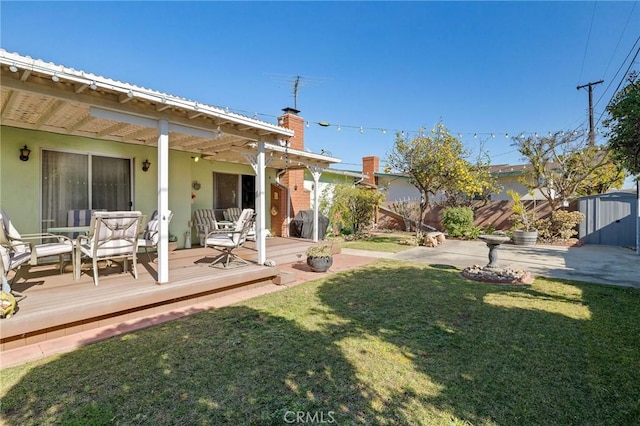 view of yard with a deck