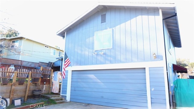 exterior space featuring a garage