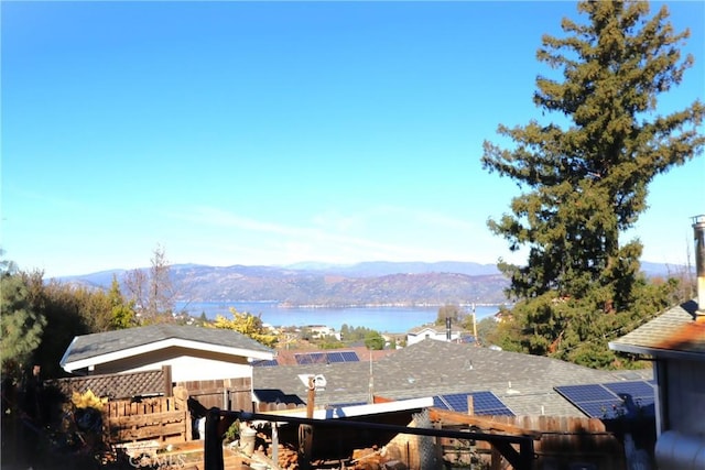 view of mountain feature featuring a water view