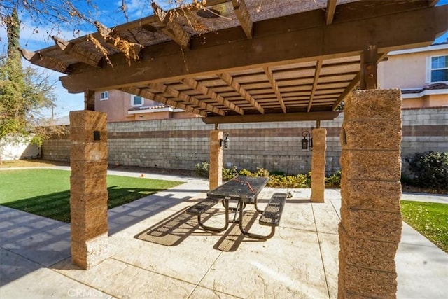 view of patio with a pergola