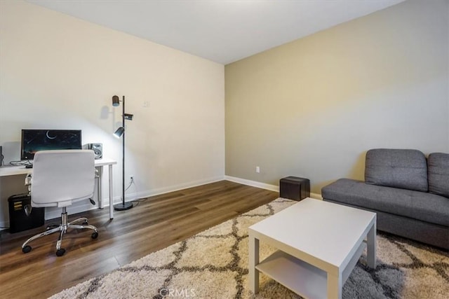 home office featuring dark hardwood / wood-style floors