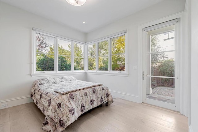 bedroom featuring light hardwood / wood-style floors