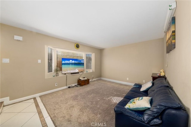 living room featuring tile patterned flooring