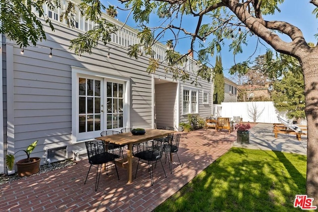 view of patio / terrace featuring french doors