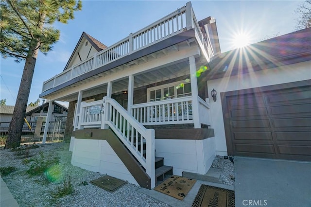 exterior space featuring a garage