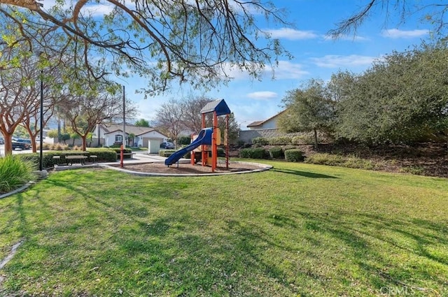 view of play area with a lawn