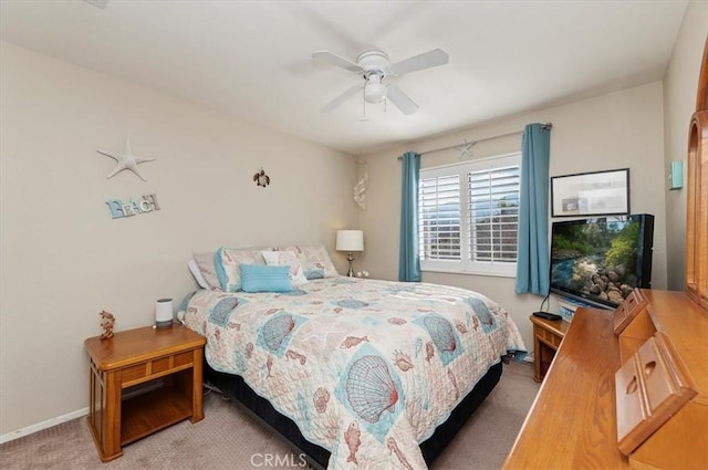 bedroom with carpet floors and ceiling fan