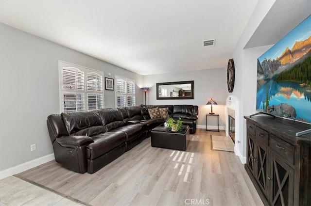 living room featuring light hardwood / wood-style flooring