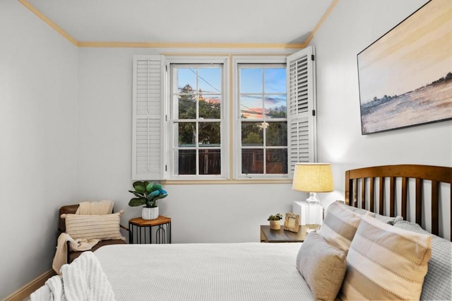 bedroom featuring ornamental molding