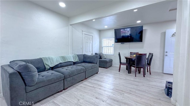 living room featuring light hardwood / wood-style floors