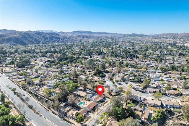 bird's eye view with a mountain view