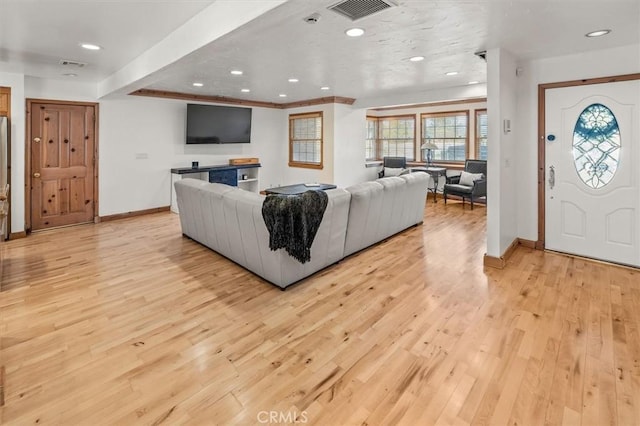 living room featuring light hardwood / wood-style flooring