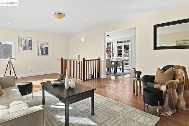 living room with wood-type flooring