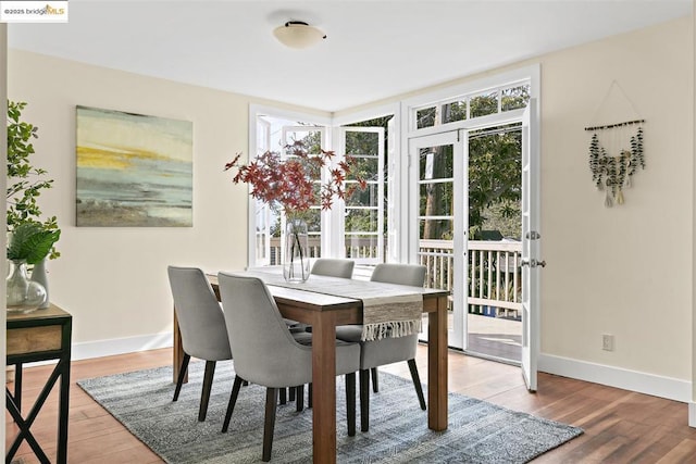 dining room with hardwood / wood-style flooring