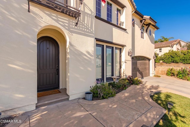 entrance to property with a garage