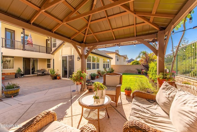 view of patio featuring a gazebo