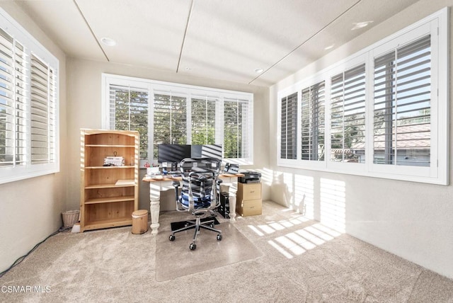 office area with carpet flooring