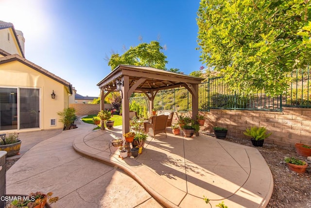 view of patio / terrace featuring a gazebo