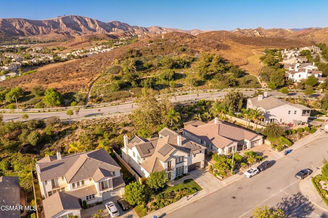 drone / aerial view with a mountain view