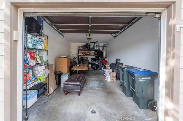 garage with water heater