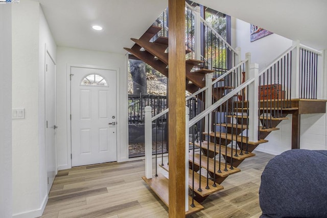 entrance foyer featuring light wood-type flooring