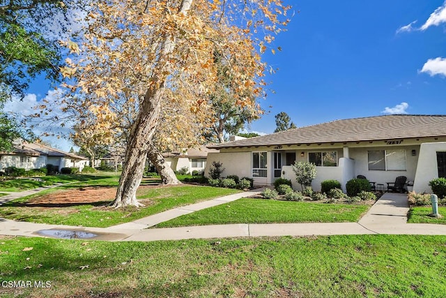 ranch-style home featuring a front yard