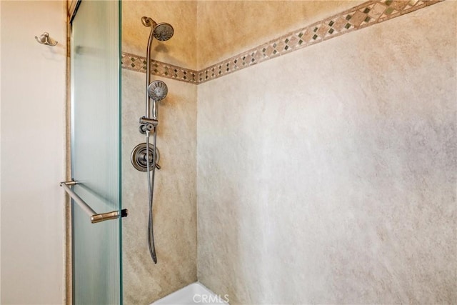 interior details with tiled shower