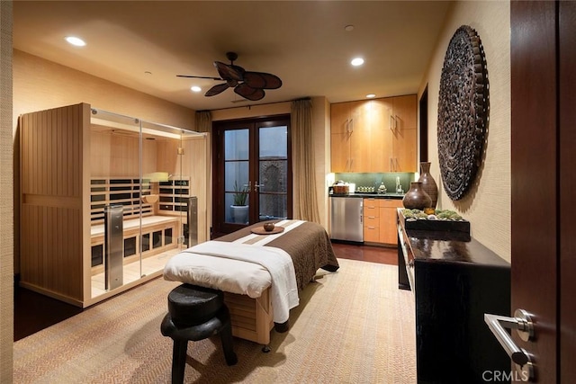 bedroom featuring french doors