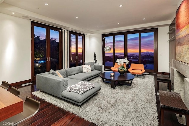 living room with wood-type flooring