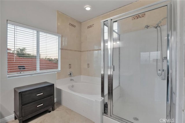 bathroom with plus walk in shower