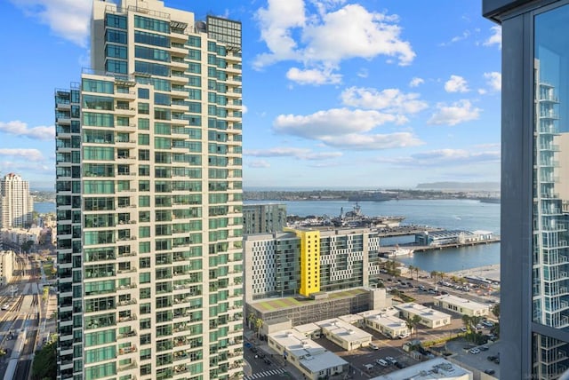 view of city featuring a water view