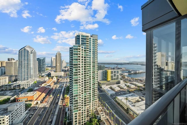 city view with a water view