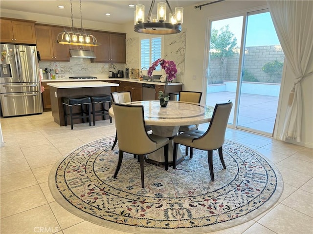 view of tiled dining room