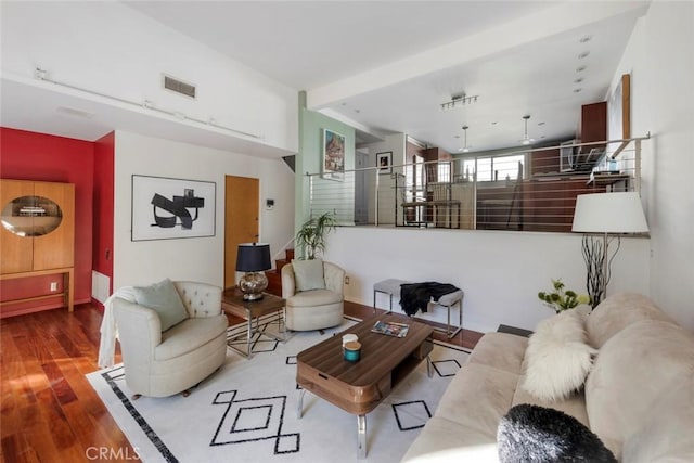 living room with wood-type flooring