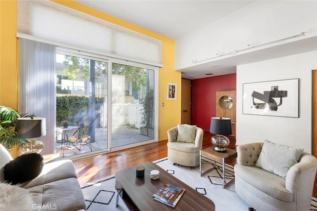 living room featuring wood-type flooring