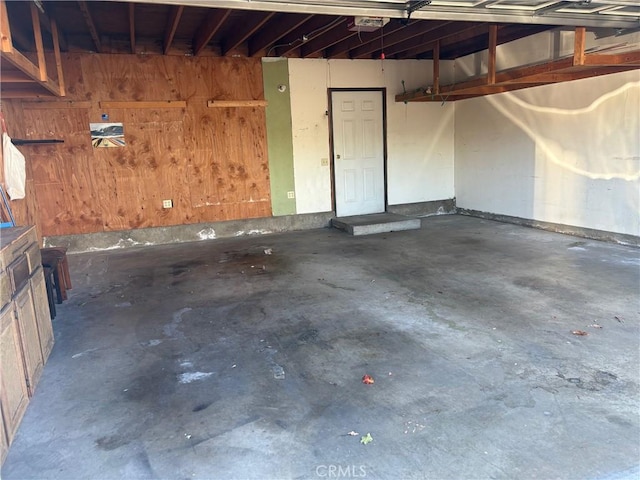 garage with wooden walls