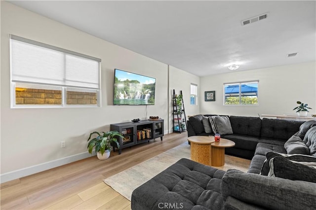 living room featuring light hardwood / wood-style floors