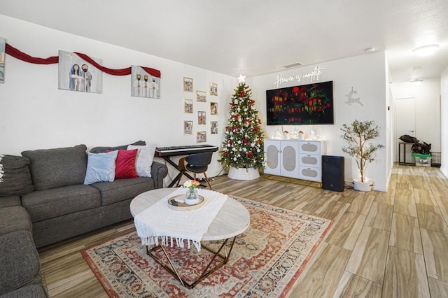 living room with wood-type flooring