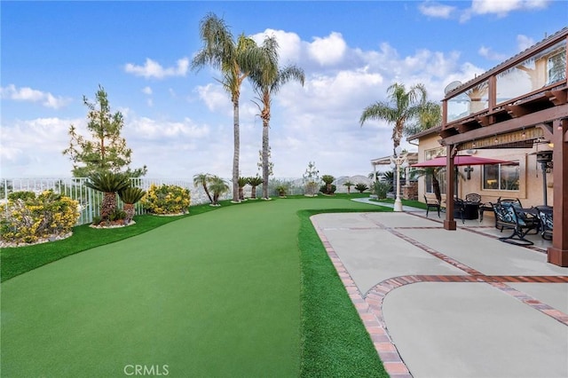 view of property's community featuring a patio