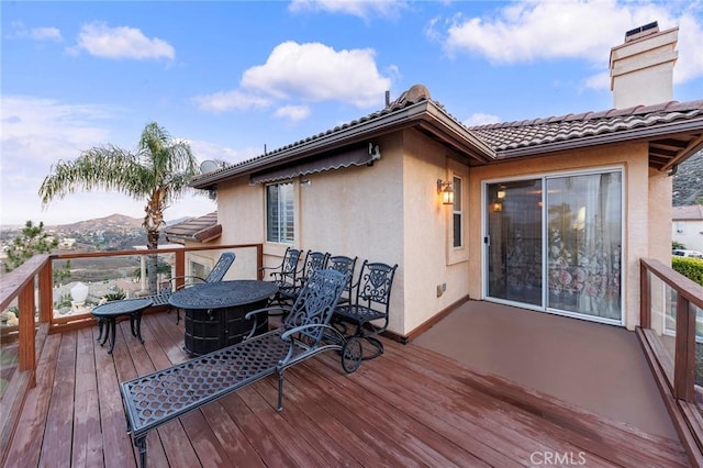 deck featuring a mountain view