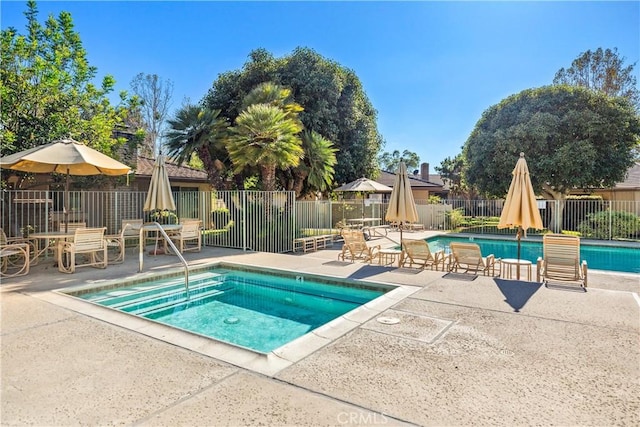 view of pool with a community hot tub and a patio