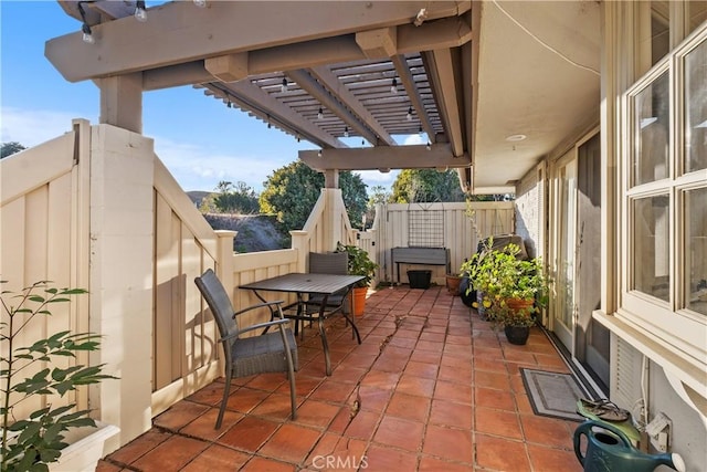 view of patio / terrace featuring a pergola