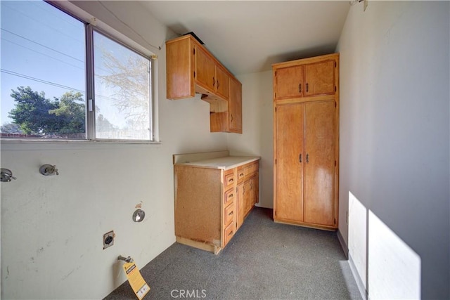 laundry area featuring electric dryer hookup and cabinets