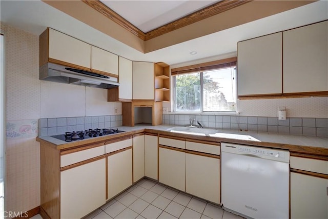 kitchen featuring dishwasher, tasteful backsplash, gas cooktop, and sink