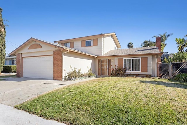 front of property featuring a front yard and a garage