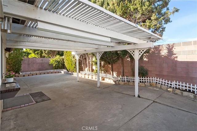 view of patio / terrace featuring a pergola