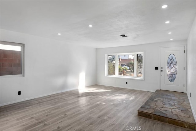 entrance foyer with light hardwood / wood-style flooring