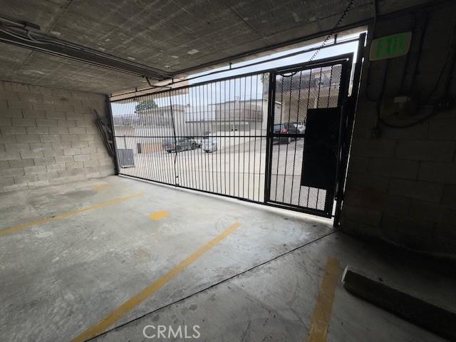 parking deck with concrete block wall